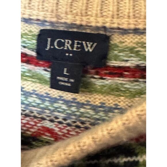 J. Crew Wool-Blend Fair Isle Crewneck Sweater L - Picture 6 of 9